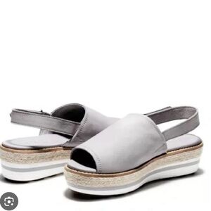 Timberland Gray Peep Toe Emerson Wedge Sandals SZ 11 NWOT